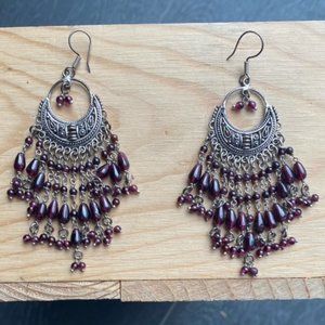 Purple/Silver Chandelier Earrings